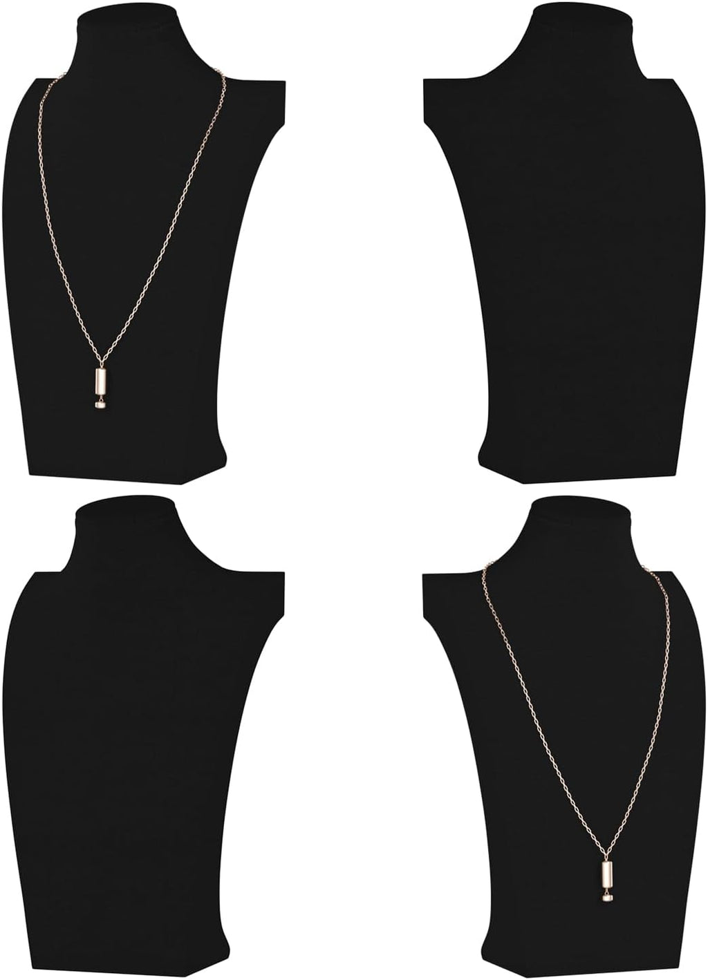 Necklace Bust Display Stand, Necklace Holder, Pendant Chain Necklace Organizer for Women (Black Velvet, S 4PCS)