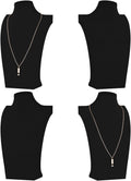 Necklace Bust Display Stand, Necklace Holder, Pendant Chain Necklace Organizer for Women (Black Velvet, S 4PCS)