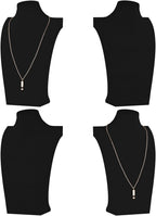 Necklace Bust Display Stand, Necklace Holder, Pendant Chain Necklace Organizer for Women (Black Velvet, S 4PCS)
