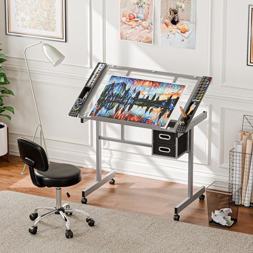 ZENY Glass Drafting Table for Artists