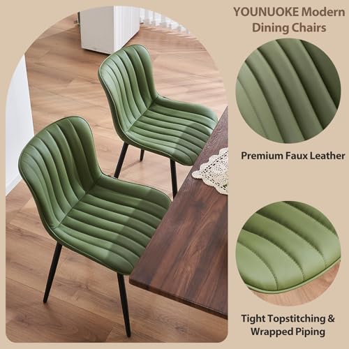 YOUNUOKE Dining Chairs Set of 2 Mid-Century Modern Kitchen Chair Green