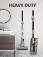 HANZE 2 Pack Stainless Steel Mop Broom Holder Organizer, Self Adhesive Wall Mounted Mop Organizer Storage Rack Clip for Kitchen Bathroom and Garage (Rectangle, Large)