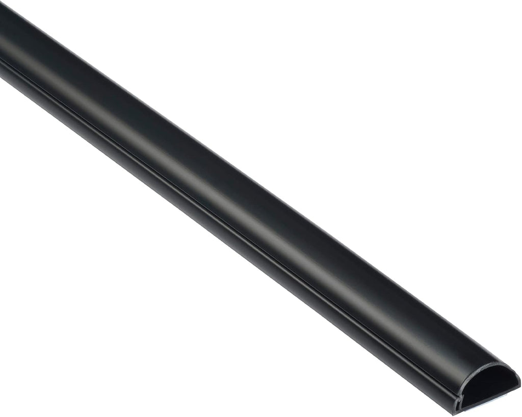 D-Line Half Round Cord Hider, Patented Cable Cover, Hide TV Wall Mount Wires, Raceway for Cords, Decorative Wire Covers, Paintable, Adhesive Cable Concealer, 1x 0.78in W x 0.39in H x 39in L, Black