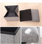 PRETYZOOM Foldable Storage Stool 11.8 Inch Square Cloth Cube with Lid Multifunctional Storage Footstool for Home Organization and Seating