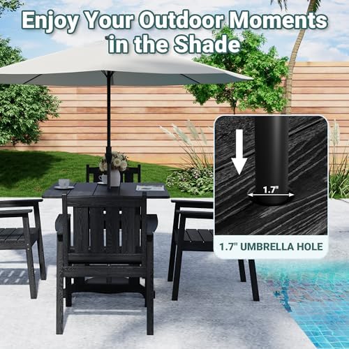Pamapic Patio Dining Table Set, 5-Piece Outdoor Dining Set for 4, Black