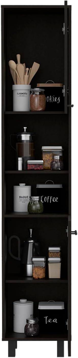 2-Door Pantry Cabinet, with Two 2-Cabinet Spaces and Two Open Shelves