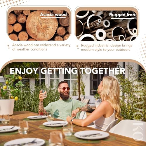 Devoko 6 Person Acacia Wood Dining Table for Kitchen,Natural
