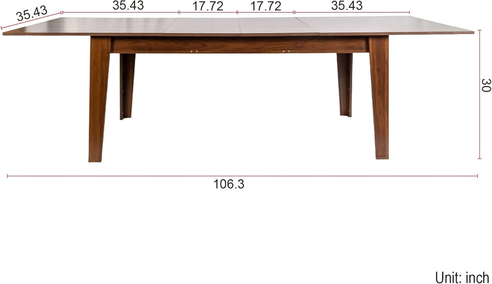 70-106" Expandable Dining Table, Wood Extendable Room Table, Long Kitche...