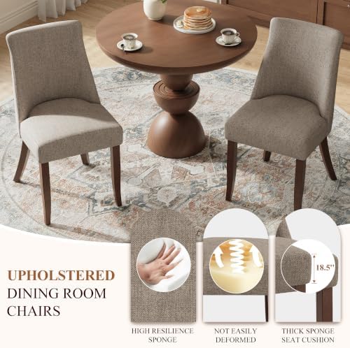 COLAMY Upholstered Dining Chairs Set of 6, Mid Century Modern Kitchen Chairs ...