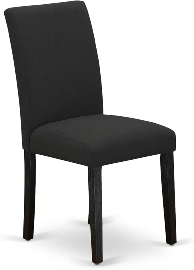 East West Furniture V697AB624-5 5 Piece Dining Table Set Includes a Rectangle Dining Room Table with V-Legs and 4 Black Color Linen Fabric Upholstered Chairs, 40x72 Inch, Multi-Color
