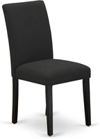 East West Furniture V627AB624-7 7 Piece Modern Dining Table Set Consist of a Rectangle Wooden Table with V-Legs and 6 Black Color Linen Fabric Parsons Dining Chairs, 40x72 Inch, Multi-Color