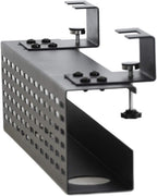 AEONS Under Desk Cable Management Tray Black Horizontal 16-inch Under Desk Removable C Clamp Mount Computer Cord Raceway and Modesty Panel