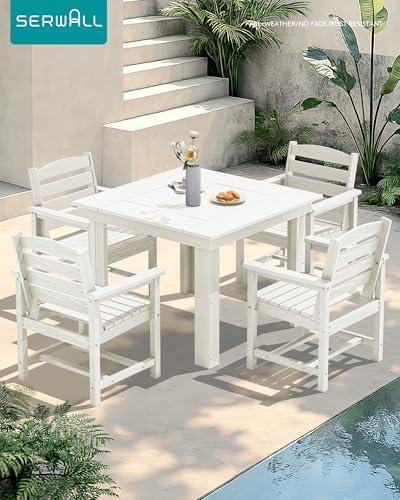 SERWALL HDPE Outdoor Square Dining Set for 4