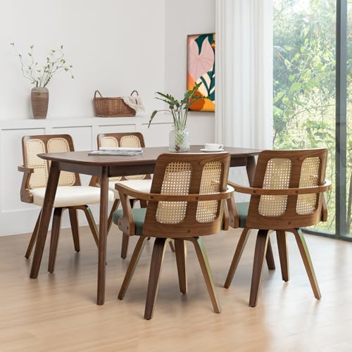 Walnut Dining Chairs - Swivel Rattan Dining Chairs with Bentwood Frame with E...