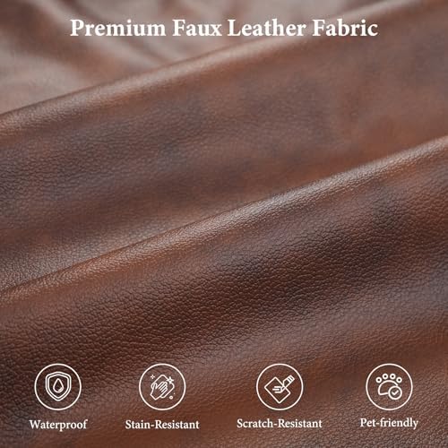 Vesgantti 100" L-Shaped Faux Leather Sectional Couch, Wide Seating, Coco...