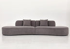 Container Furniture Direct 132" Curved Sofa with Throw Pillows, 6 Seater Luxury Velvet Couch with Half Moon Design and High-Density Foam, Ideal for Modern Living Room, Office & Apartment, Grey
