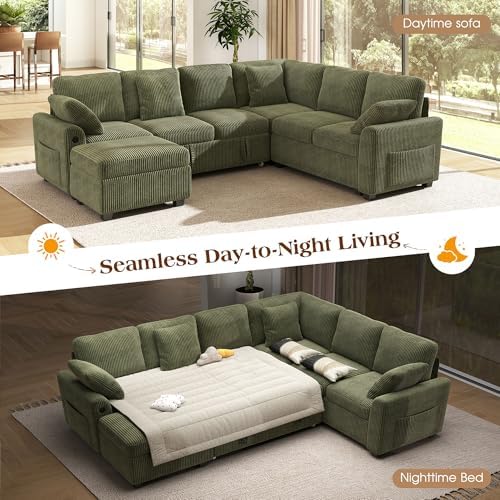 Ihanherry 7-Seater Large Sectional Sofa Bed with Storage Ottoman & Lovesc...