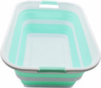 SAMMART 42L Collapsible Plastic Laundry Basket - Foldable Pop Up Storage Container/Organizer - Portable Washing Tub - Space Saving Hamper/Basket (White/Light Green, 1)