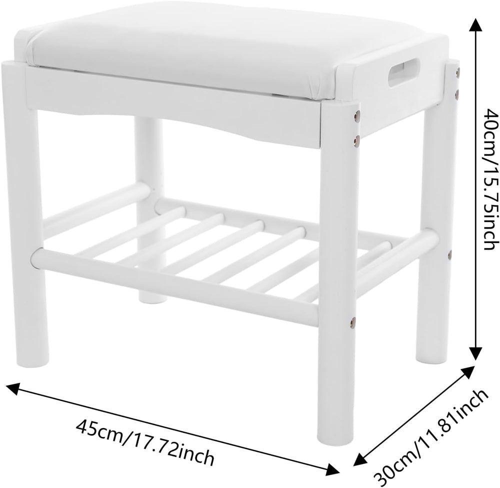 Shoe Bench with Cushion, 2-Tier Bamboo Shoe Rack Bench, Entryway Shoe Storage...