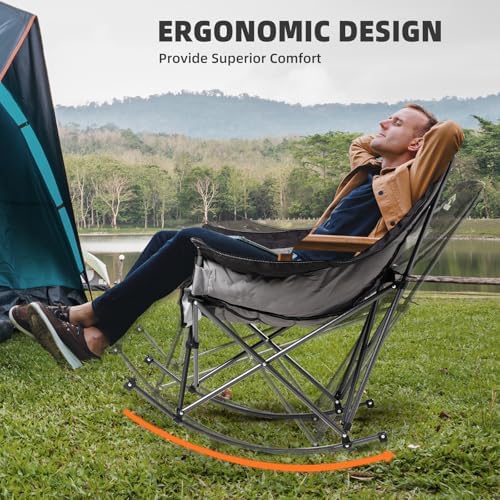 2 PCS Oversized Rocking Camping Chair for Adults - 400lbs Capacity Padded Cam...