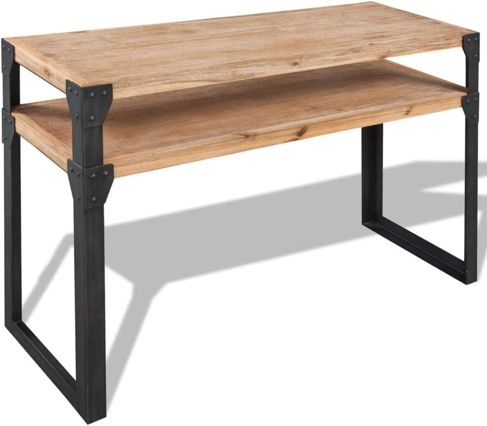 Rustic Brown Black Console Table for Living Room, Compact Side Table 15.7 Inc...