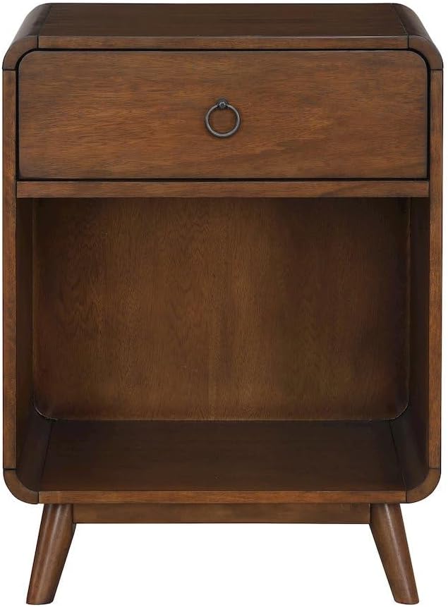 Starlight Canyon Home Brown Wooden Nightstand with Drawer - 1 Drawer Side Tab...