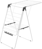VEVOR Clothes Drying Rack, 2-Tier Foldable Laundry Dryer Rack with Sock Clips & 21 Drying Rods, Metal Height Adjustable Drying Racks for Outdoor & Indoor, Free-Standing & Space-Saving Hanger, White