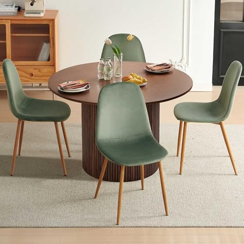 Dining Table Set for 4, Mid Century Modern 47 Inch Wooden Round Dining Table ...