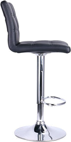 Leopard Modern Square PU Leather Adjustable Bar Stools with Back, Squre Back Bartool, Counter Height Swivel Stool, 1 Chair (Black)