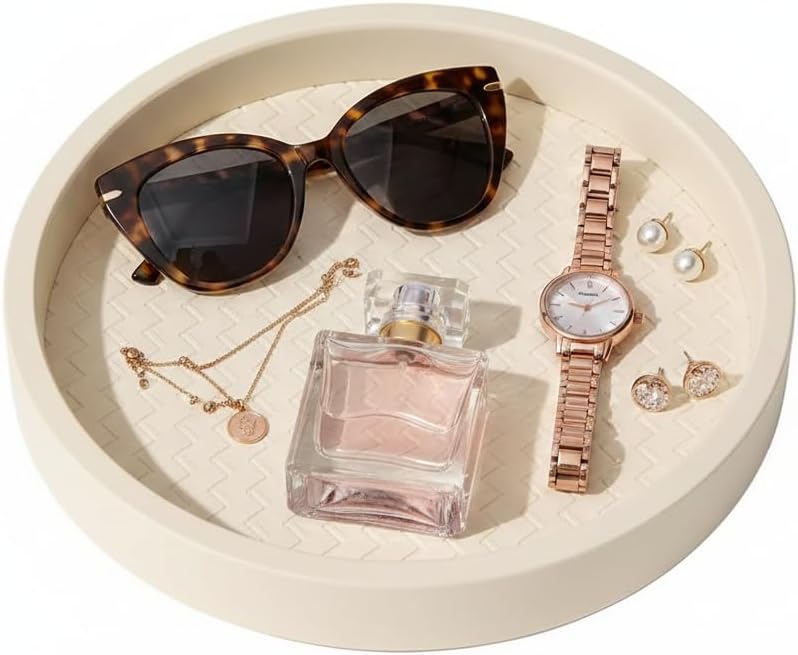 Leather Catchall Tray Organizer for Entryway Vanity Living Room | Organize keys, sunglasses & perfume. Elegant leather catchall tray decor for your entryway, vanity & living room.