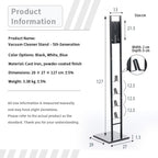 Vacuum Cleaner Stand Freestanding Holder with Accessory Storage for Vacuum Cleaners & Accessories - White Metal