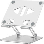 Tablet Stand Holder for Desk, Adjustable Desktop Tablet Holder, Foldable Aluminum Tablet Mount for iPad pro 11, iPad Air Mini, Samsung Galaxy Tabs Z Fold Kindle Fire 4-12 inch, Silver