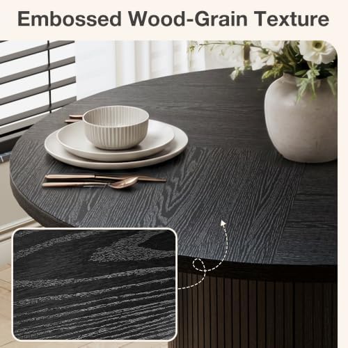 Pamapic Dining Table Set for 6, 47" Round Dining Table with Chairs, Stor...
