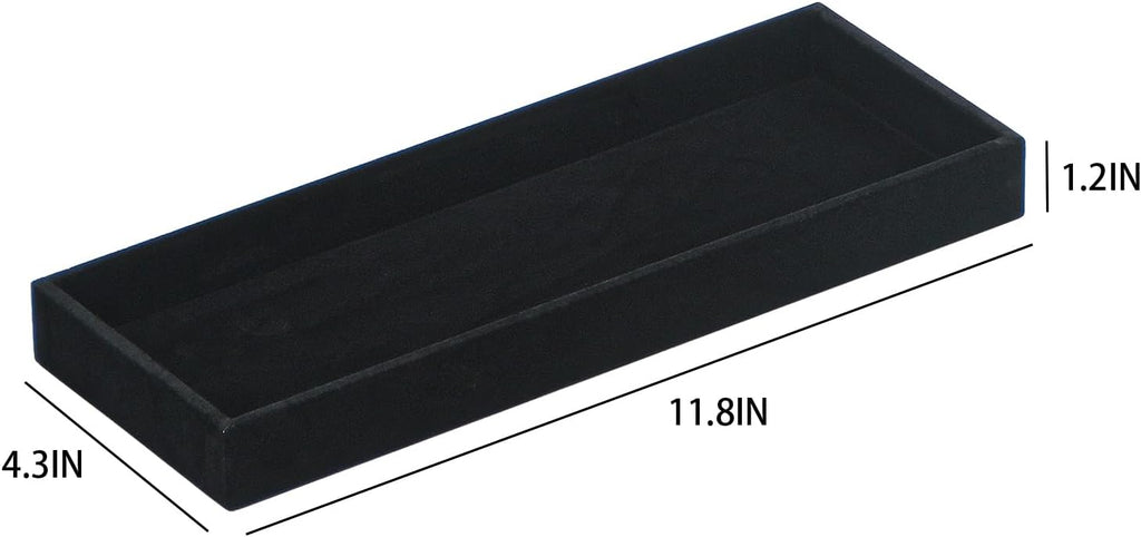 2Pcs Desk Drawer Storage Tray, Nightstand Organizer Tray, Necklace Bracelet Ring Earring Jewelry Display Tray, Grid Table Organizer Holder Tray for Sunglass, Phone, Watch, Perfume (1 grid)/Black