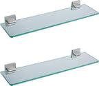 KOKOSIRI Wall Shelves Floating Bathroom Glass Shelf for Kitchen Storage, 20'' x 5.6'' Tempered Glass Wall Mounted Brushed Stainless Steel, 2 Pack B1106BR-L20-P2