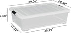 50 Quart Plastic Under Bed Storage Container, 4-Pack Large Clear Latching Storage Box with Wheels
