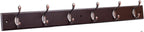 BIRDROCK HOME Oval Hook Coat and Hat Rack | 6 Hooks| Wall Mount | Brown Finish | Bronze Hooks