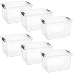 Superio Clear Storage Boxes with Lids, 14.25 Quart Plastic Container Bins for Organizing, Stackable Crates, BPA Free, Non Toxic, Odor Free, Organizers for Home, Office and Dorm, 6 Pack