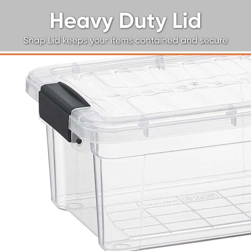 Superio Clear Storage Boxes with Lids, 3.5 Quart Plastic Container Bins for Organizing, Stackable Crates, BPA Free, Non Toxic, Odor Free, Organizers for Home, Office and Dorm, 8 Pack