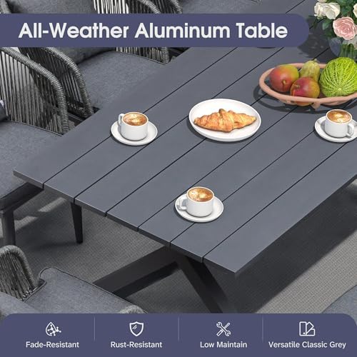 PURPLE LEAF 7 Pieces Patio Dining Set, Rectangular Table and Chairs, Grey