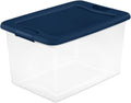 Sterilite 18-Pack Color Program, Large Clear Plastic Storage Bins with Lids, 64 Quart, Blue - Stackable Organizing Container Boxes for Closet, Bathroom, and Office