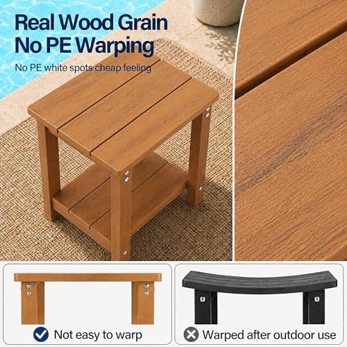 MXIMU Outdoor Side Table Set of 2, Adirondack Table, 2-Tier, Teak