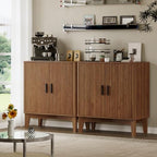 BORNOON Storage Cabinet with Doors and Adjustable Shelf, Modern Fluted Sideboard Buffet Cabinet, Freestanding Coffee Bar for Kitchen, Pantry, Entryway, Living Room