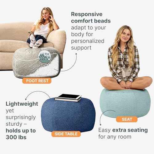 Jaxx Ellis Ottoman Shearling Faux-Lamb Plush Pouf for Modern Interior Design,...