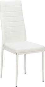 Karl home White Dining Chair Set of 6, Leather Dining Chairs with Curved Back & Foot Cap Protection for Dining Kitchen Living Room, 300lbs Capacity