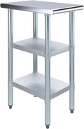 AmGood Stainless Steel Work Table with 2 Shelves | NSF | Metal Utility Table (15" Long x 24" Deep)