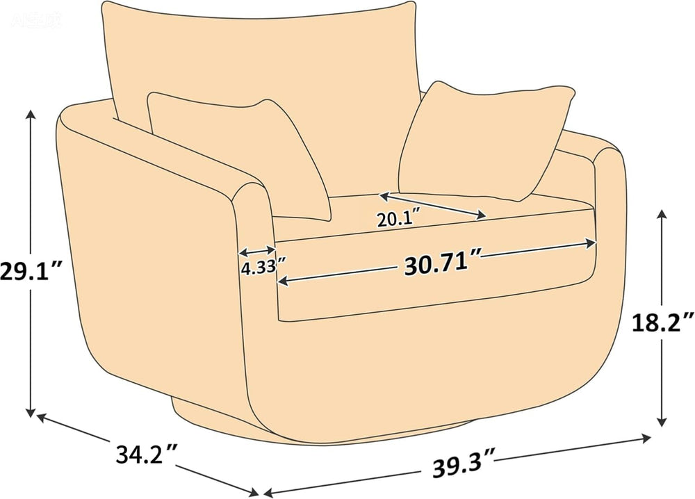 360° Swivel Accent Armchair, 39.3" Oversized, Sherpa Boucle Fabric Sofa ...