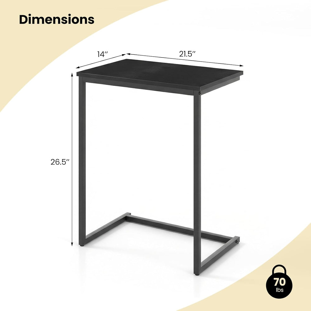 Giantex C Shaped End Table, 26.5" Slide-Under Couch Table for Laptop Cof...