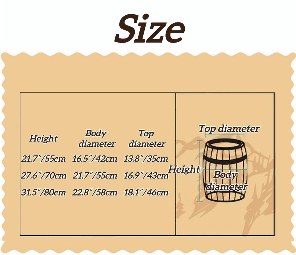 2-Tier Whiskey Barrel Table with Buckle, Solid Wood Barrel Side Table, Wine B...