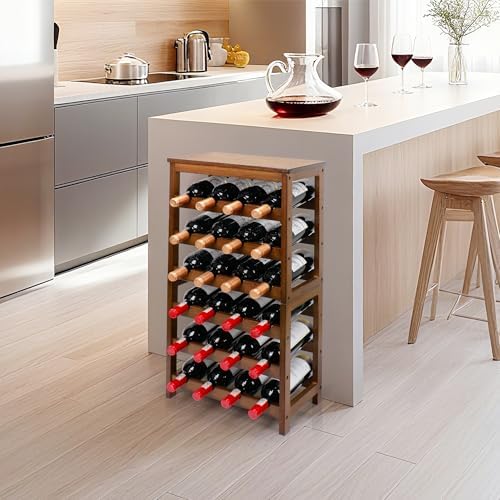 Wine Rack Freestanding Floor, 6-Tier Display Wine Storage Shelf | Holds 24 Bo...